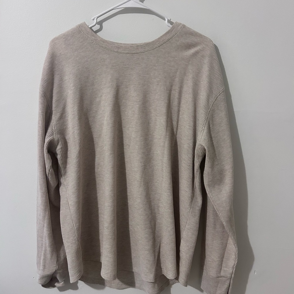 Time and Tru Light Tan Waffle Knit Top